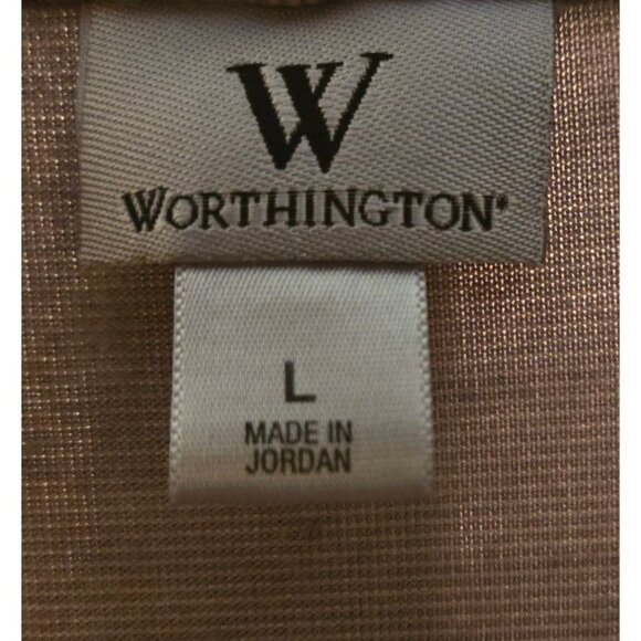 WT # 1074 Women's Worthington Large Beige Cardigan 3/4 Sleeves - Picture 2 of 5